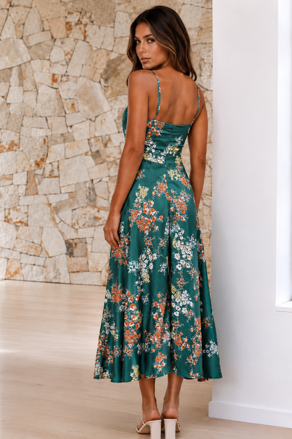 MAISON AVELORE DREAMERS — Vert Robe Midi Florale