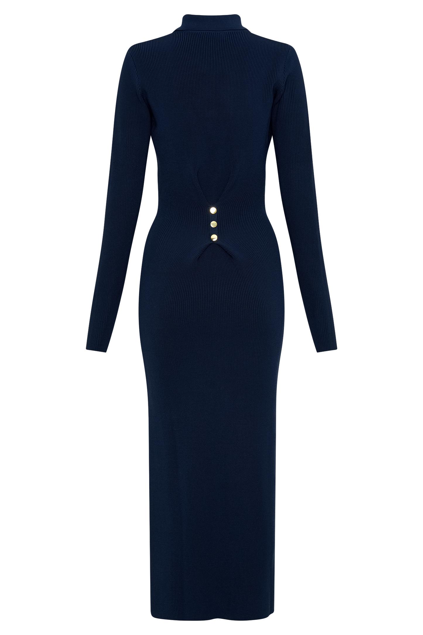 MAISON AVELORE ABBEY — Robe Midi Boutonnée en Maille (Bleu Marine)
