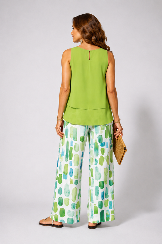 Completo Chiara set estivo verde pantaloni geometrici Avelisse Milano – foto 2