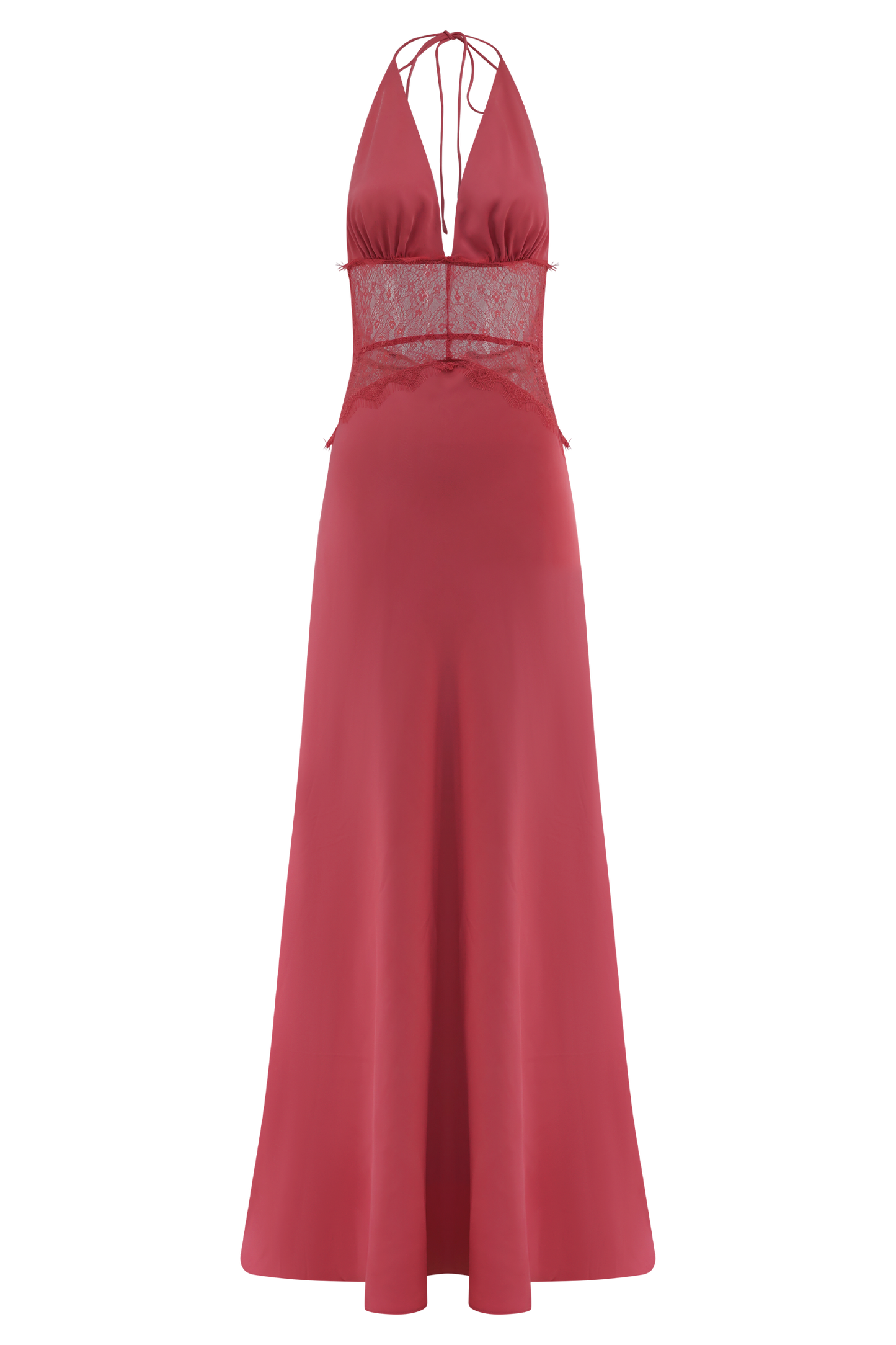 MAISON AVELORE DINAH — Robe Longue Dentelle & Satin (Rose Poudré)