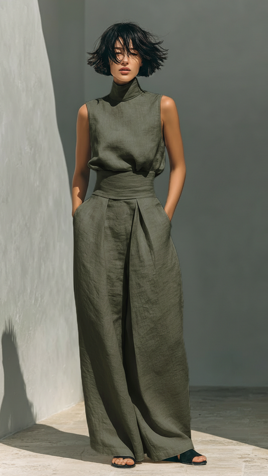Maria™ | Ensemble Complet avec Débardeur et Pantalon Large en Coton et Lin