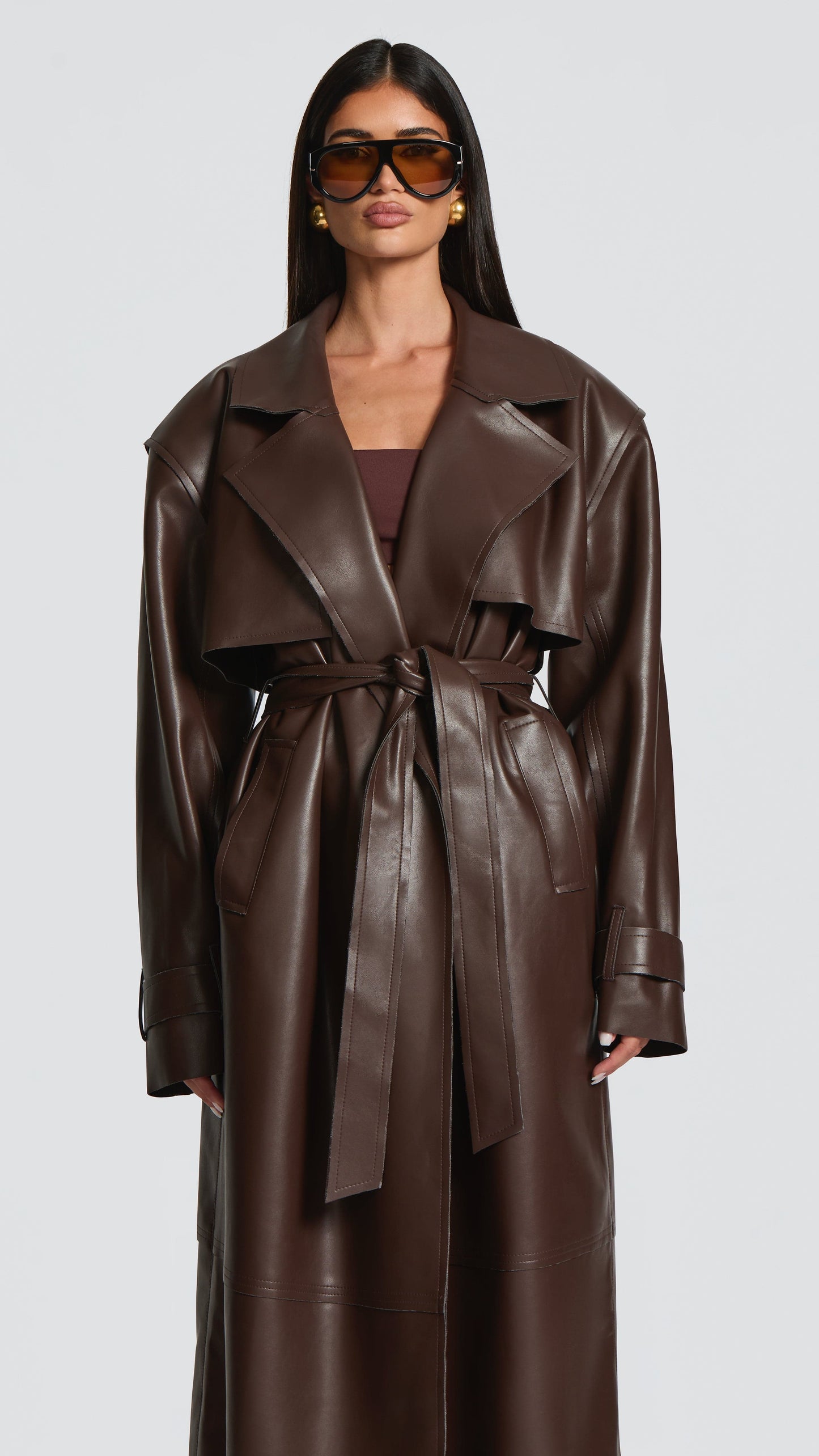 MAISON AVELORE BRIDGET — Trench en Simili Cuir (Prune)