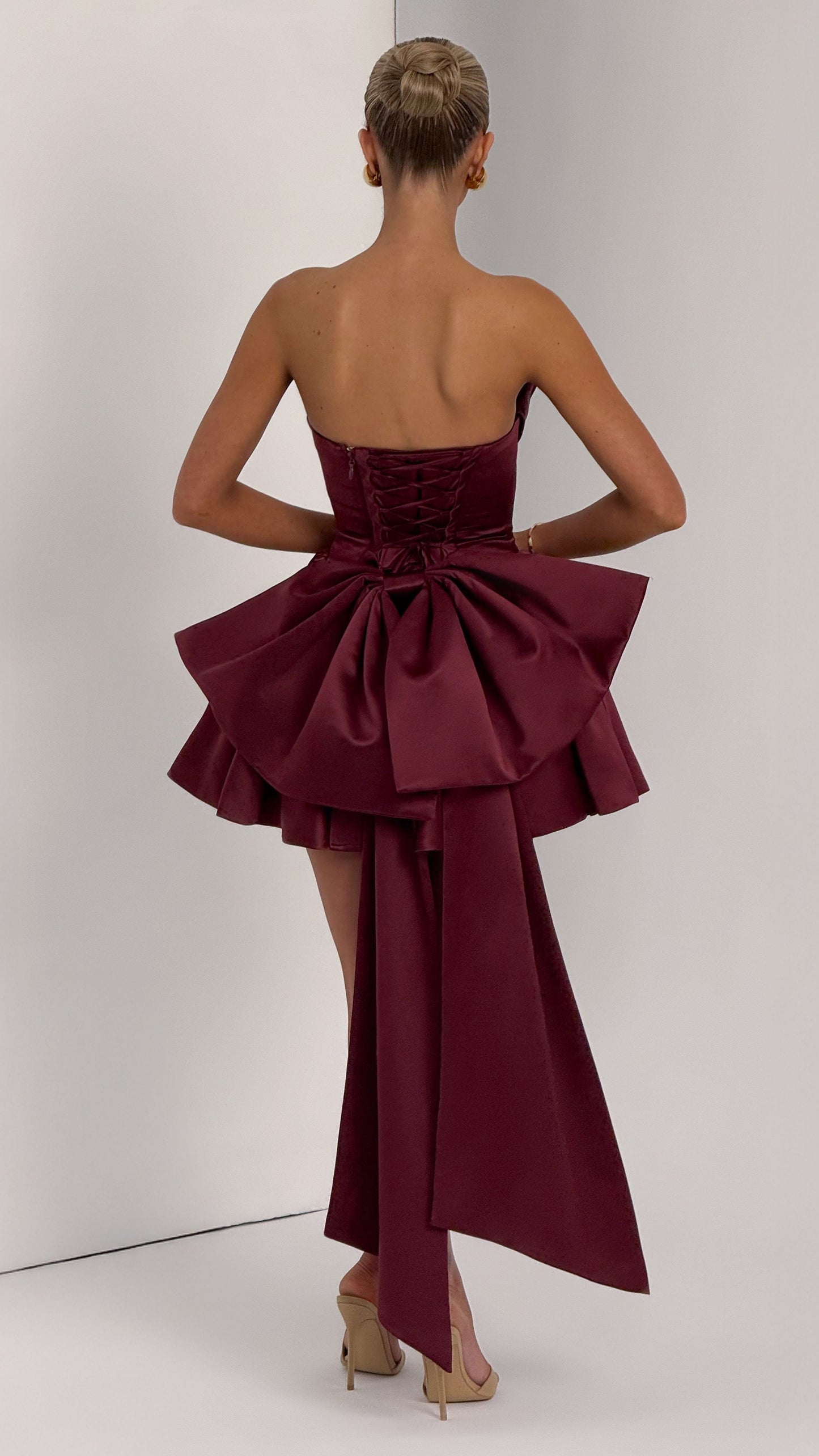 MAISON AVELORE TRINITY ICON — Bustier Mini Robe Corset (Cherry Lacquer)