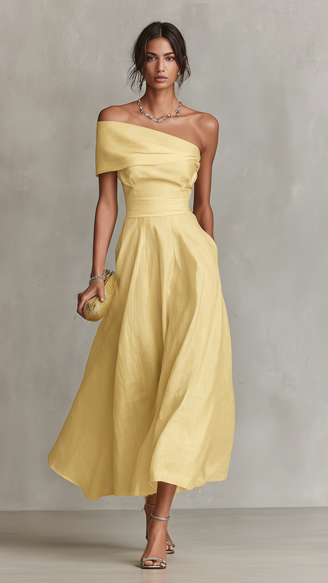 MAISON AVELORE SOLARA ICON — Robe Midi Asymétrique