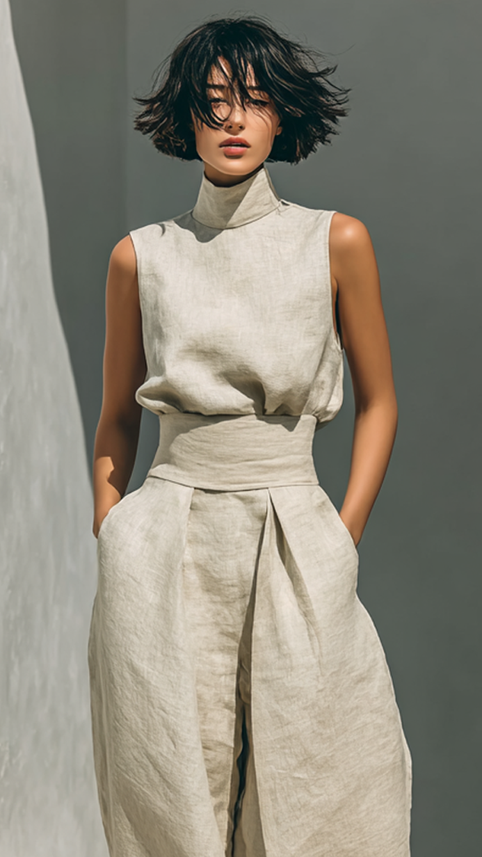 Maria™ | Ensemble Complet avec Débardeur et Pantalon Large en Coton et Lin
