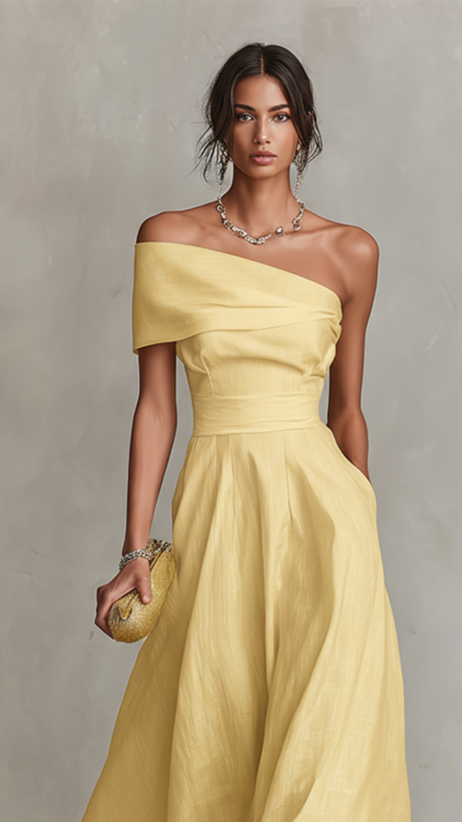 MAISON AVELORE SOLARA ICON — Robe Midi Asymétrique