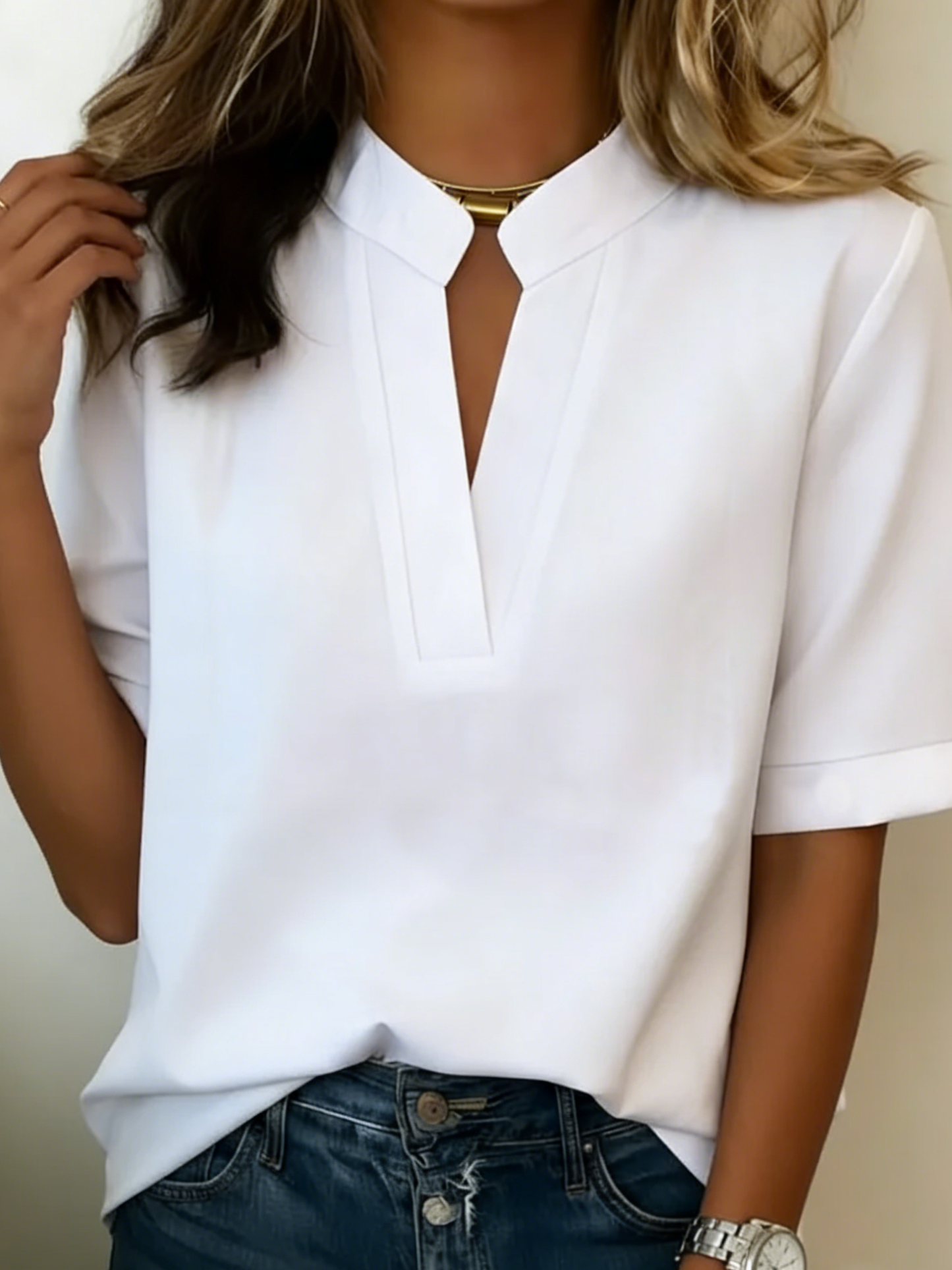 Élise | Blouse Élégante à Col Raffiné