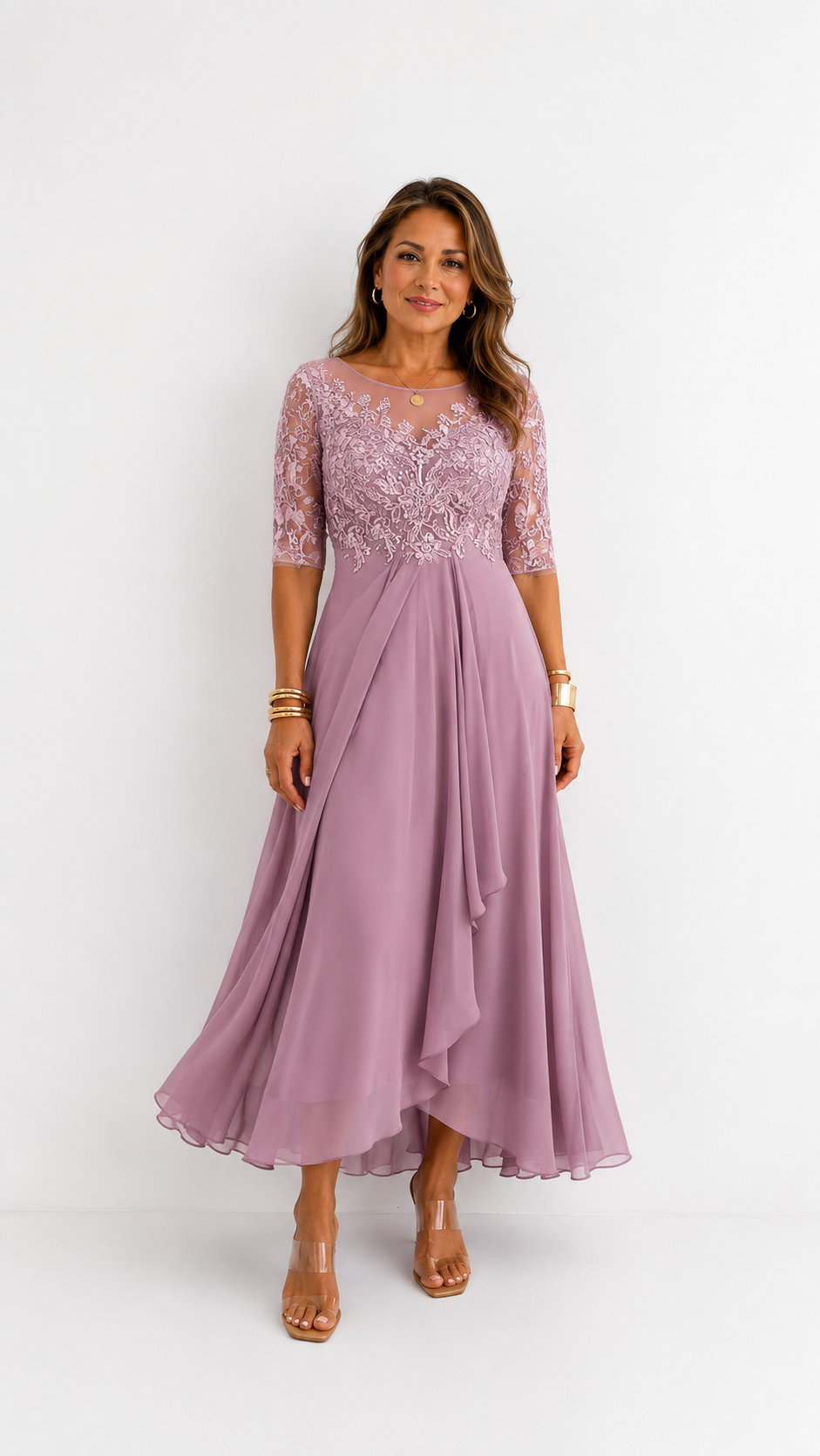 Rhonda | Robe midi élégante en dentelle