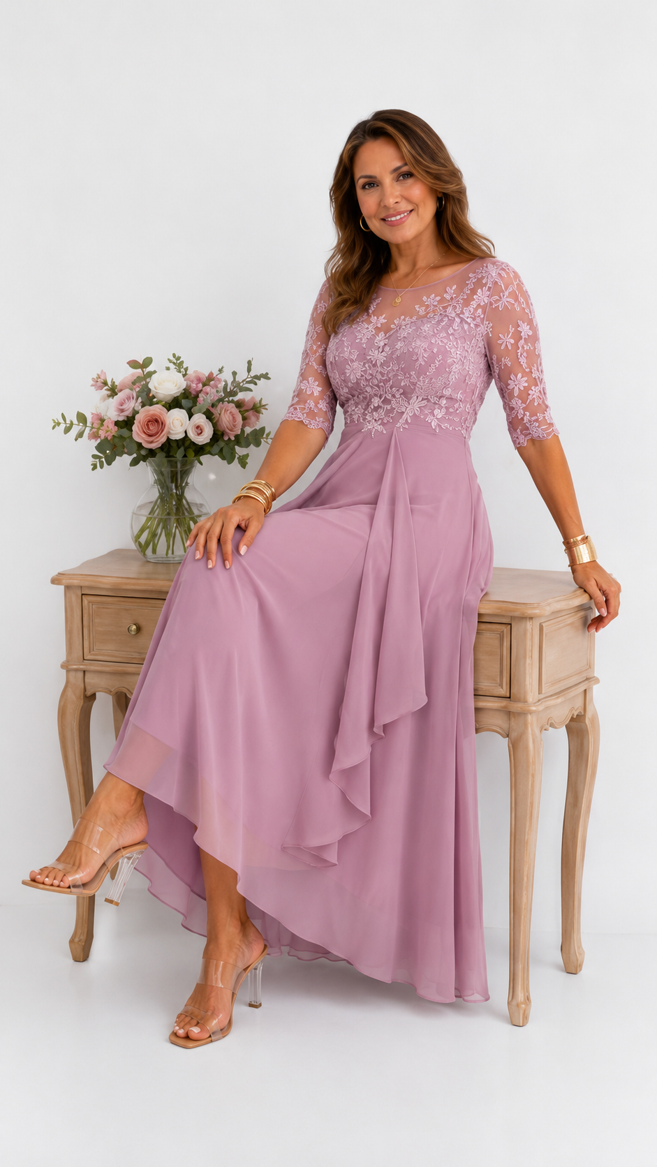 Rhonda | Robe midi élégante en dentelle