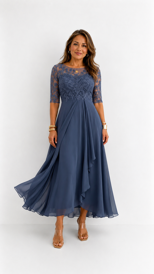Robe midi élégante dentelle Rhonda Maison Avélore