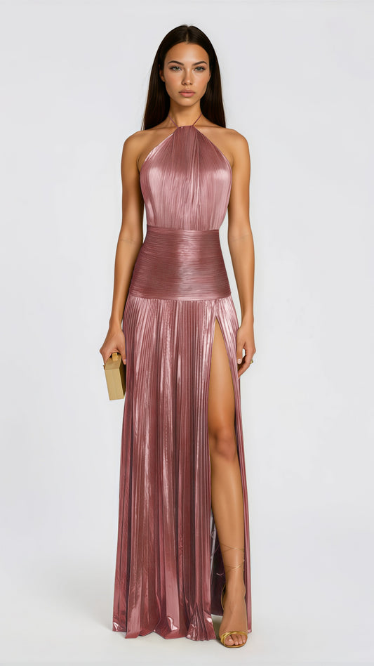 MAISON AVELORE ALCHIMIE — Robe Longue Plissée Brillante