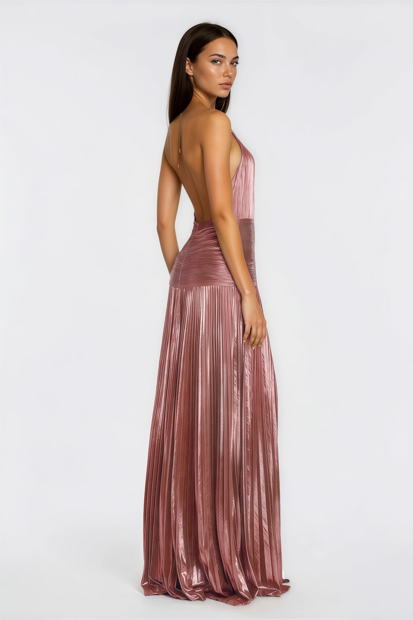 MAISON AVELORE ALCHIMIE — Robe Longue Plissée Brillante