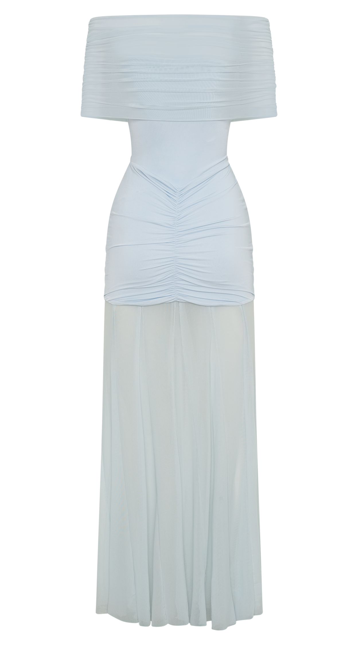 MAISON AVELORE CASPIAN — Robe Longue Épaules Dénudées (Bleu Pâle)