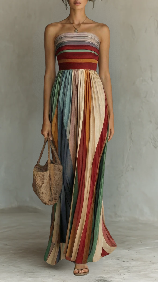 Robe Longue Colorée Sans Manches