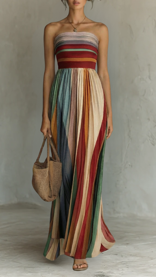 Robe longue colorée sans manches
