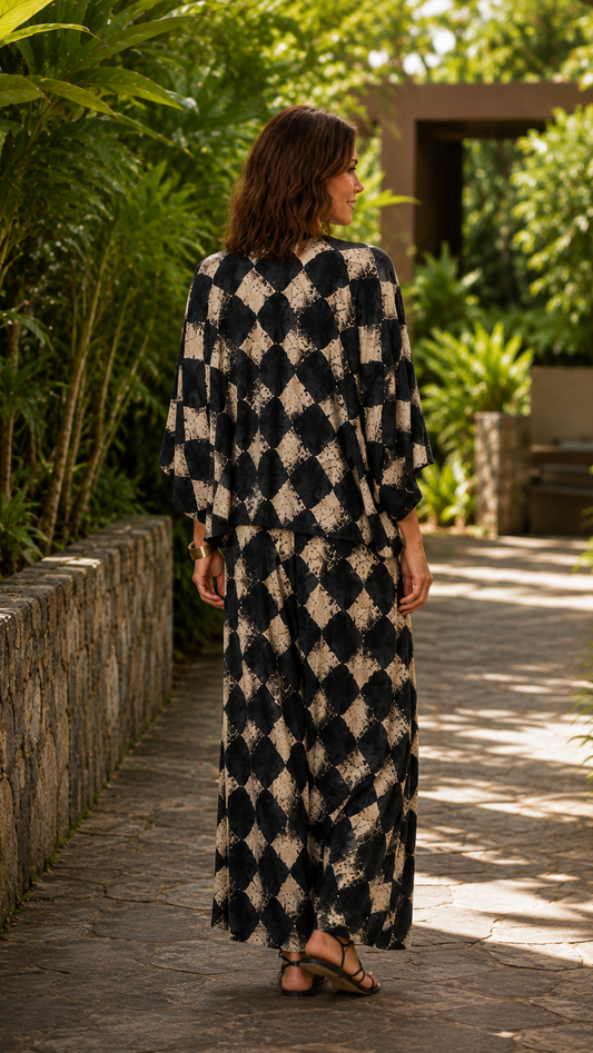 Maelia | Robe longue à imprimé mosaïque méditerranéen