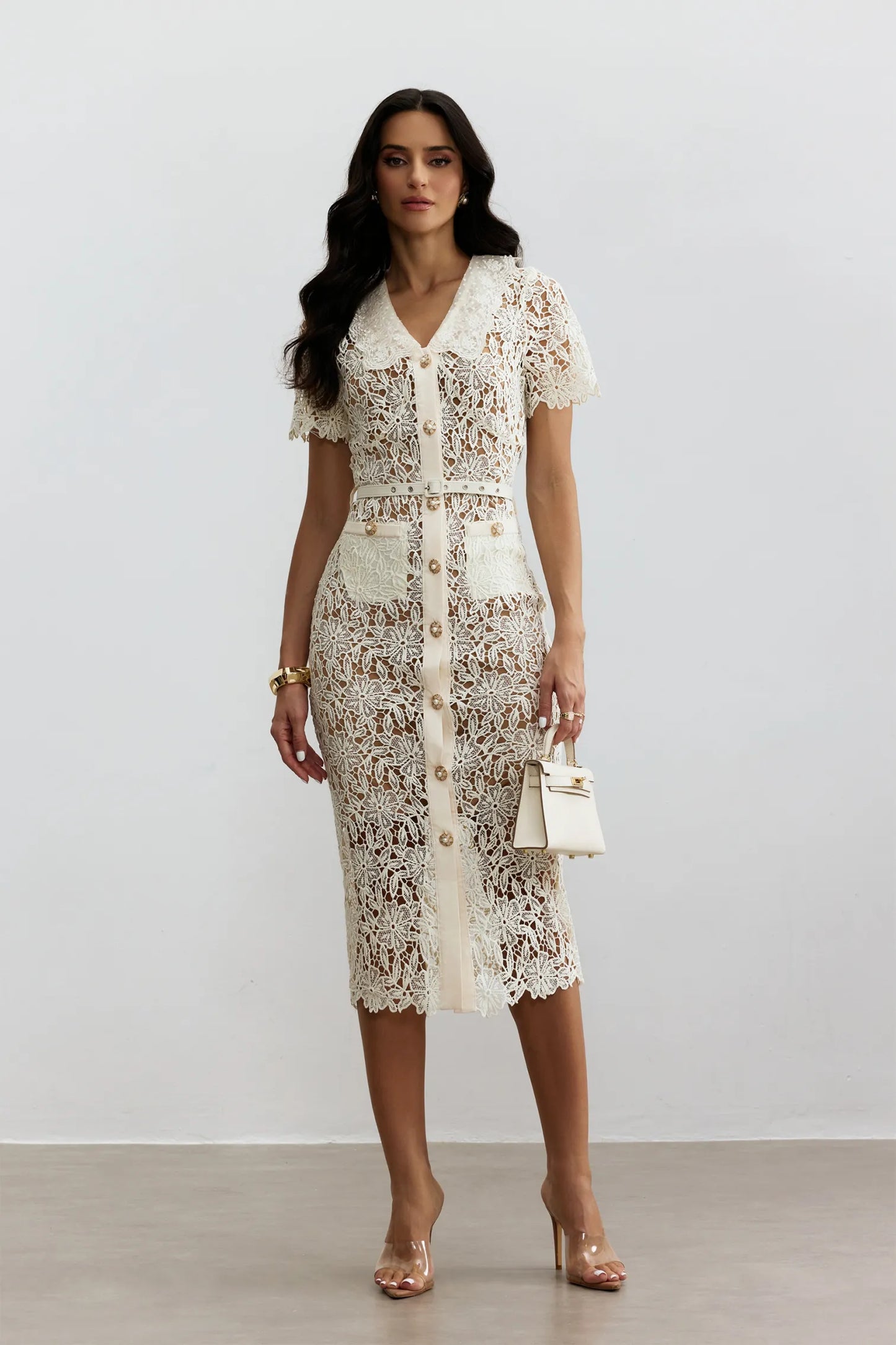 MAISON AVELORE KARMEN — Robe Midi en Dentelle
