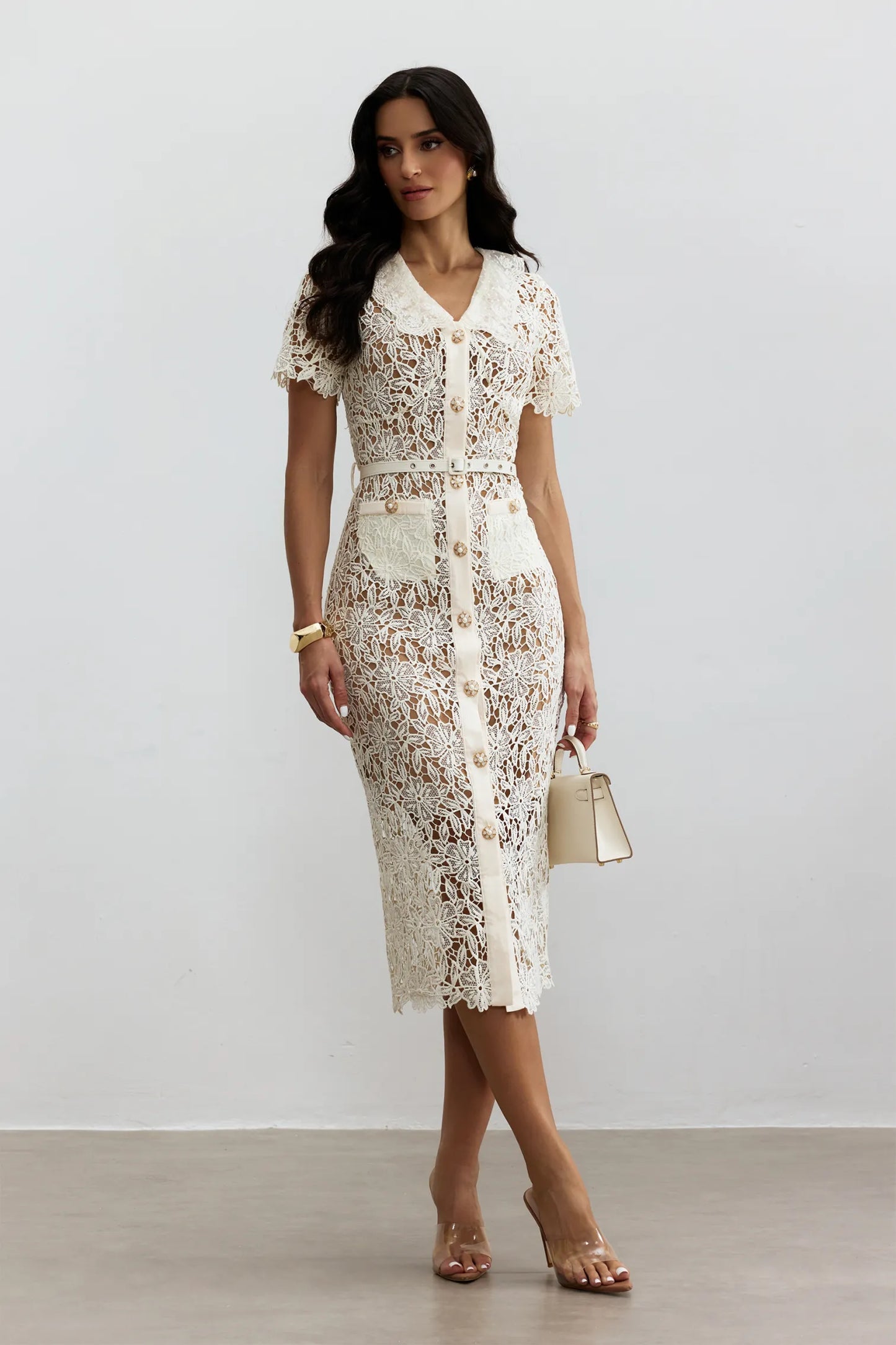 MAISON AVELORE KARMEN — Robe Midi en Dentelle