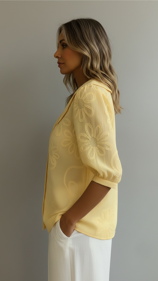 Fiora | Chemisier Élégant à Broderie Florale