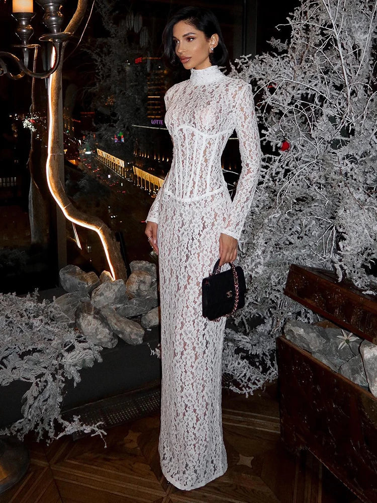MAISON AVELORE ENA — Robe Longue en Dentelle