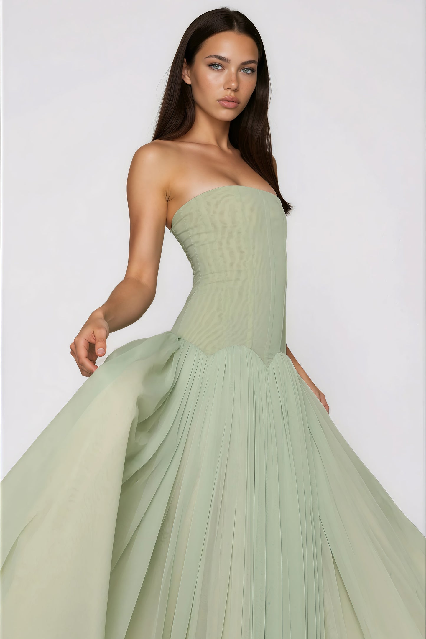 MAISON AVELORE SALOME — Robe Longue Plissée Épaules Dénudées