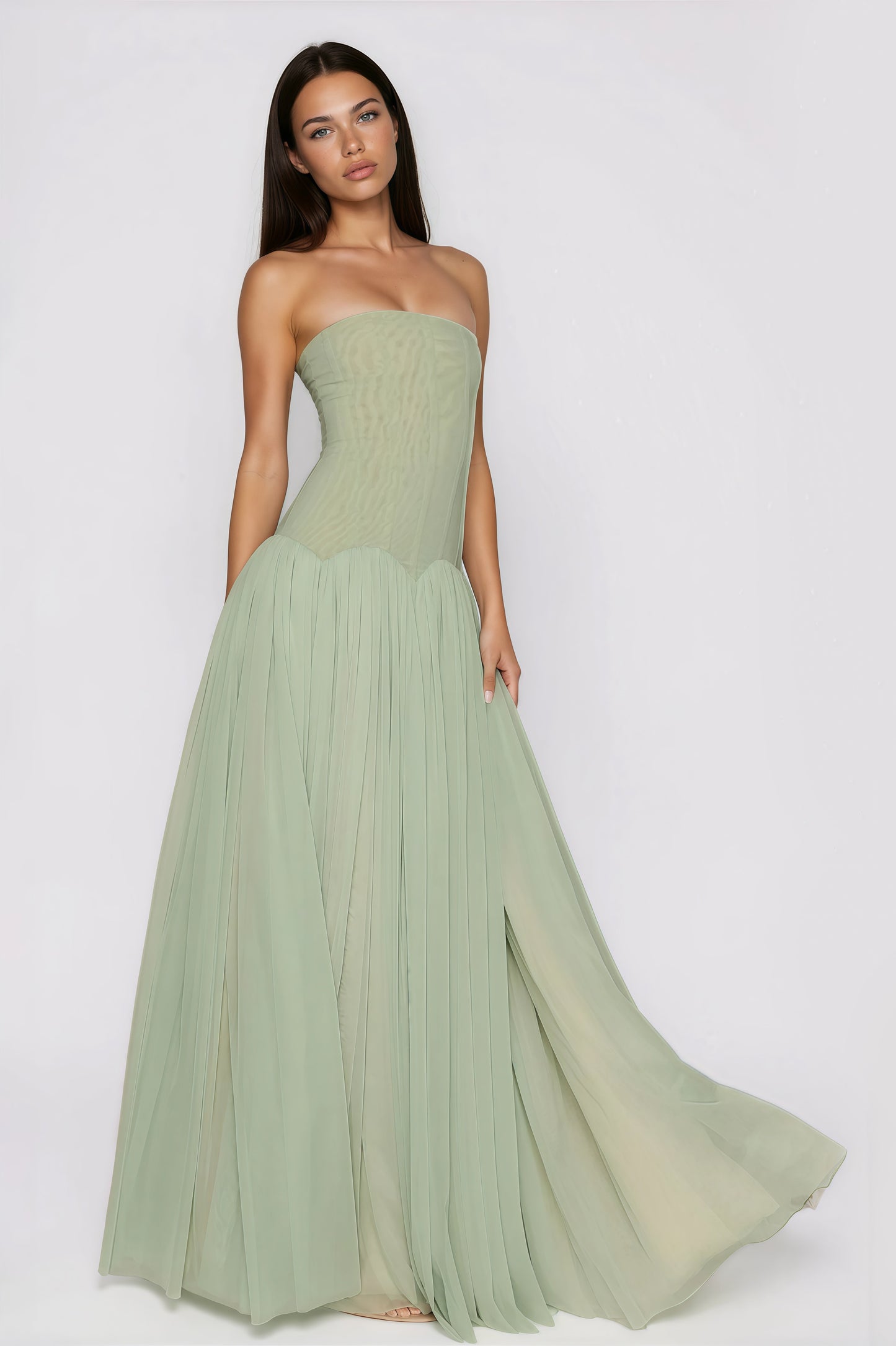 MAISON AVELORE SALOME — Robe Longue Plissée Épaules Dénudées