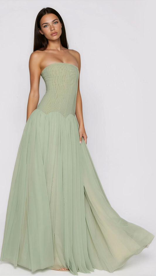 MAISON AVELORE SALOME — Robe Longue Plissée Épaules Dénudées