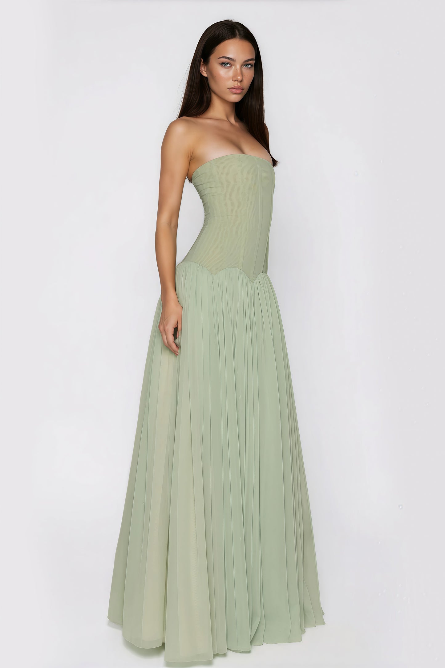 MAISON AVELORE SALOME — Robe Longue Plissée Épaules Dénudées