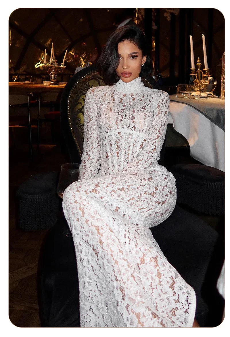 MAISON AVELORE ENA — Robe Longue en Dentelle