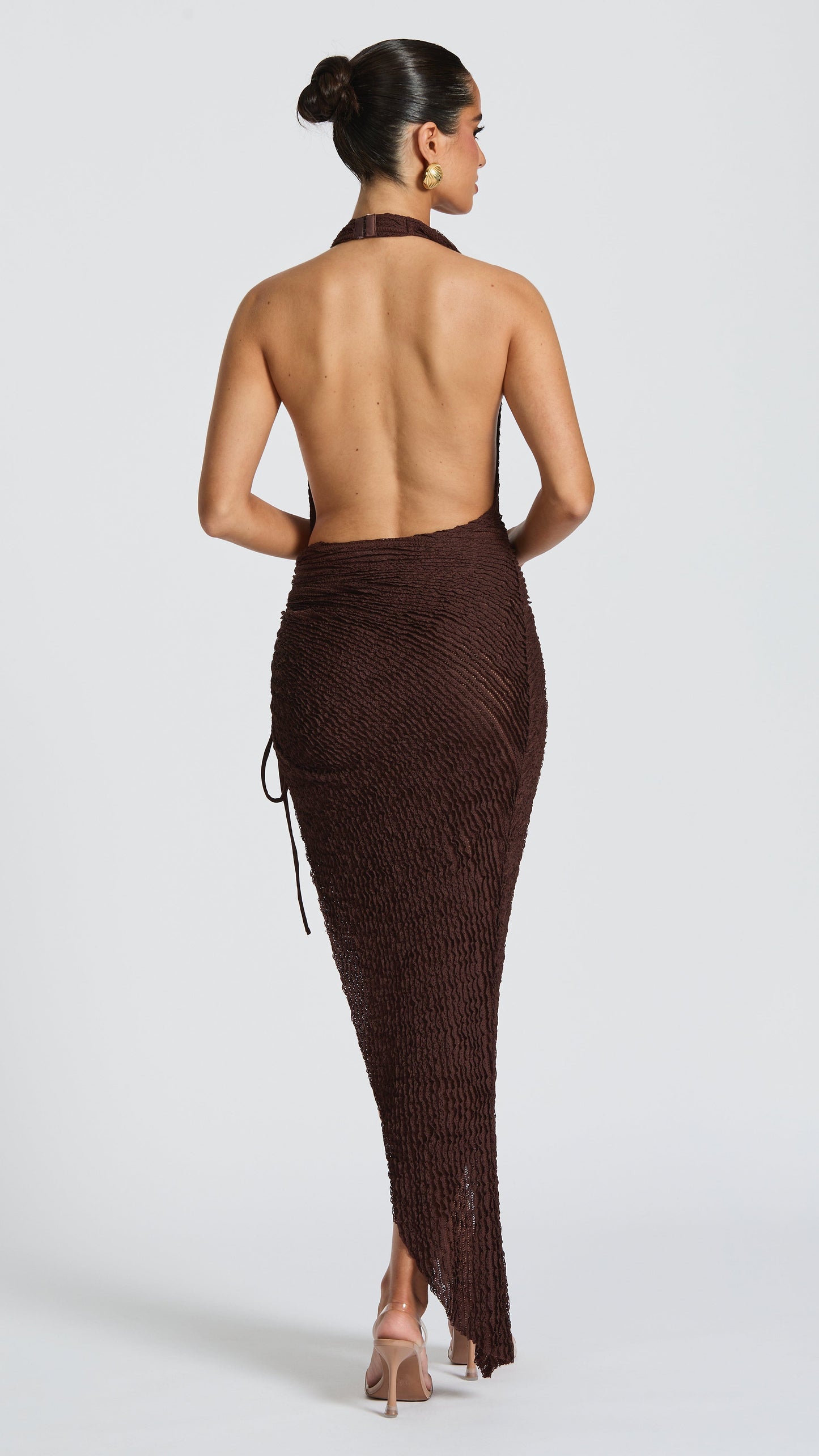 MAISON AVELORE AIRLA — Robe Midi Dos Nu Licou (Prune)