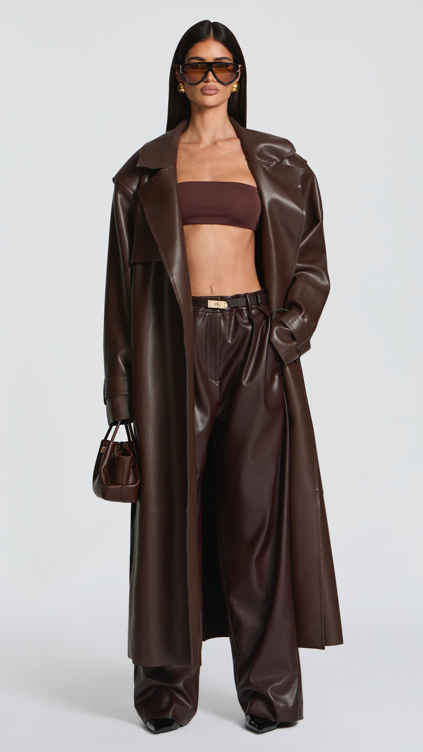 MAISON AVELORE BRIDGET — Trench en Simili Cuir (Prune)