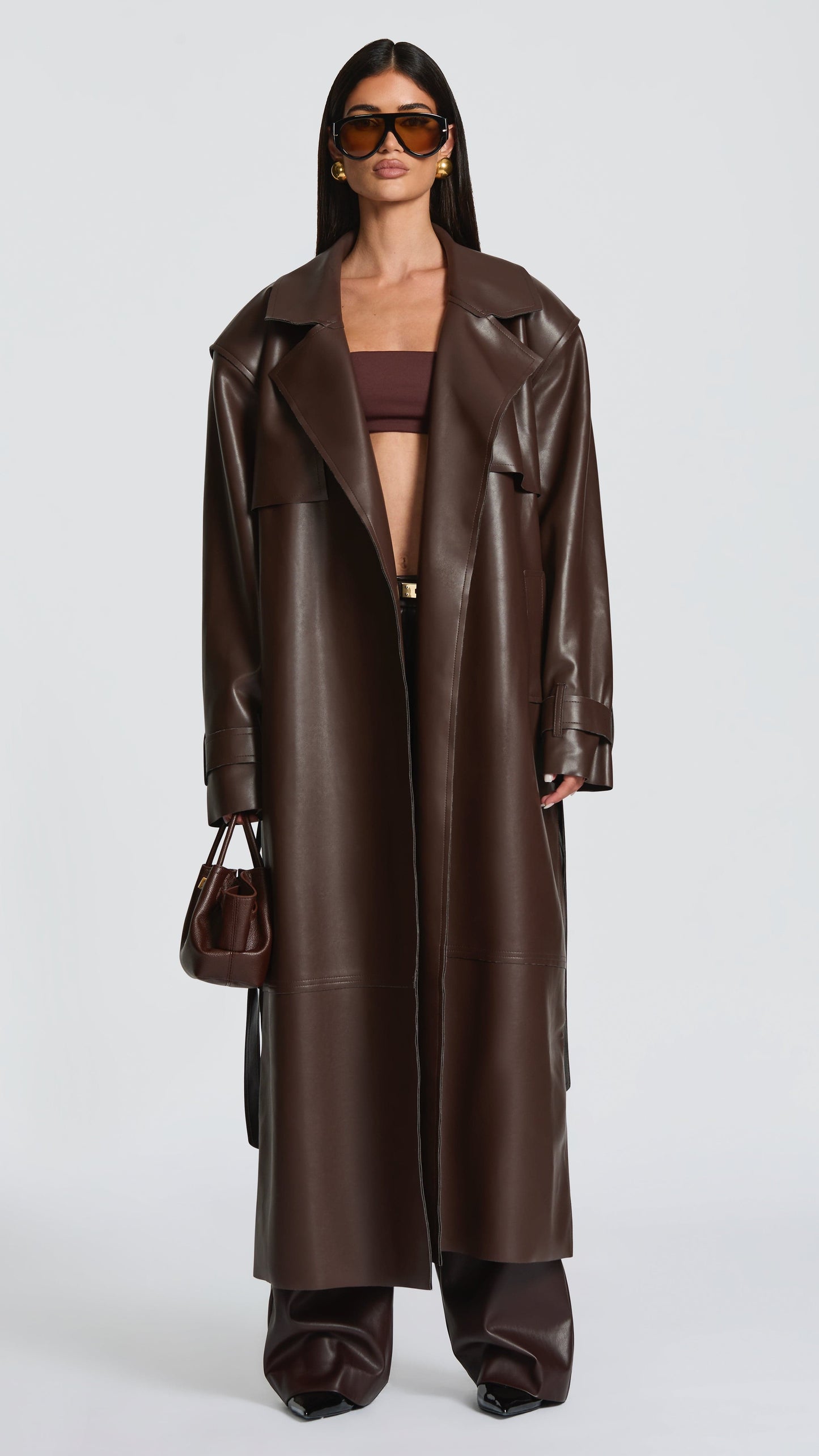 MAISON AVELORE BRIDGET — Trench en Simili Cuir (Prune)