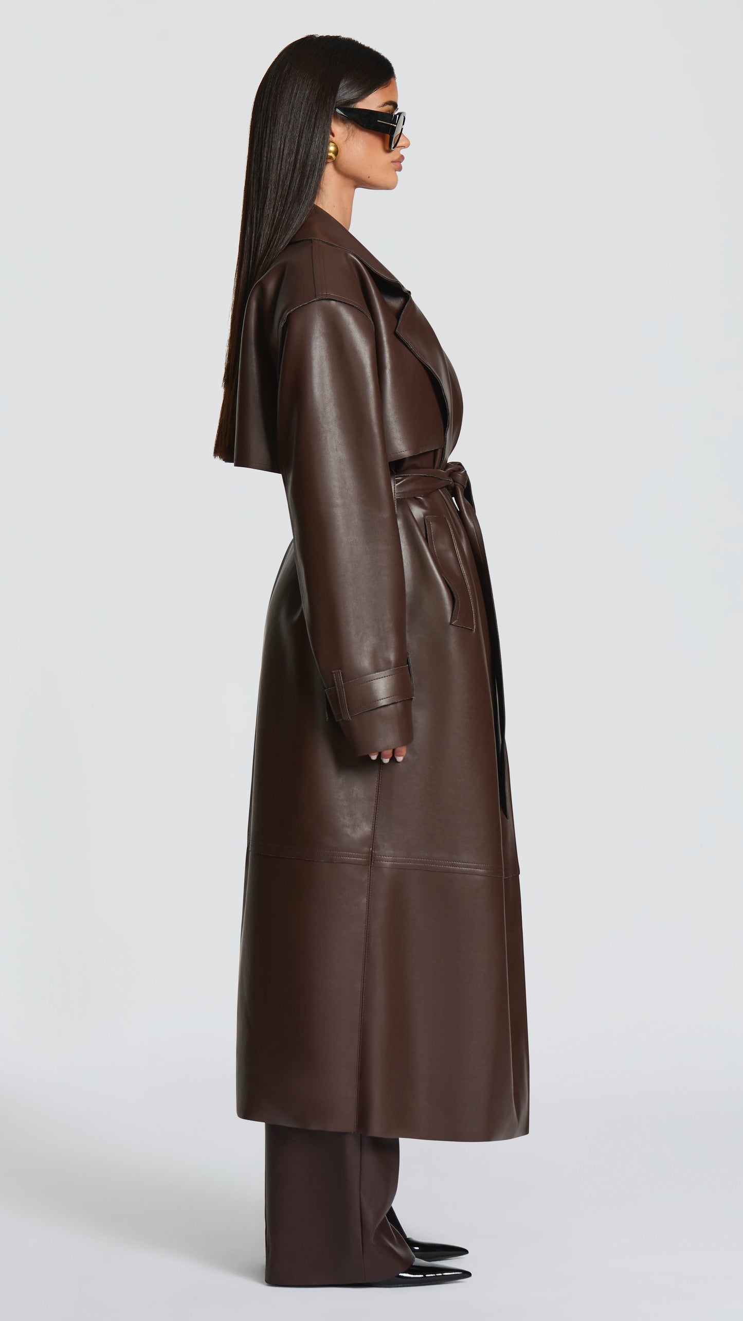 MAISON AVELORE BRIDGET — Trench en Simili Cuir (Prune)