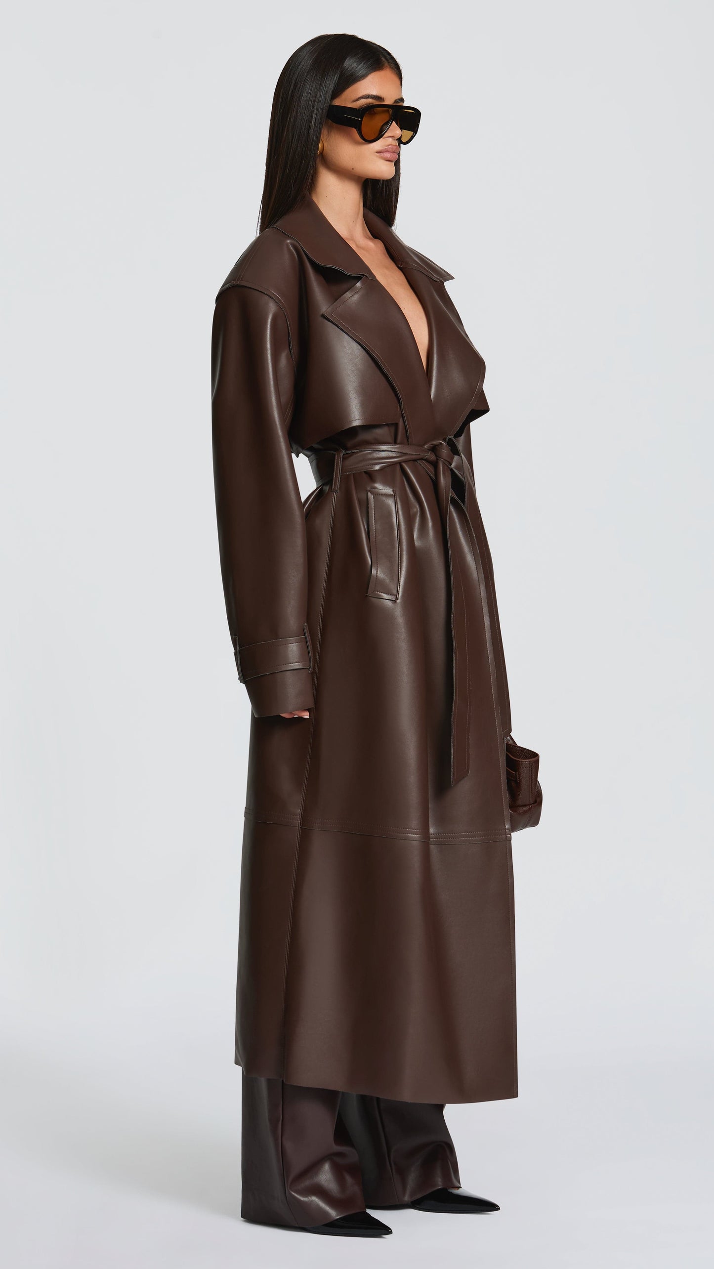 MAISON AVELORE BRIDGET — Trench en Simili Cuir (Prune)