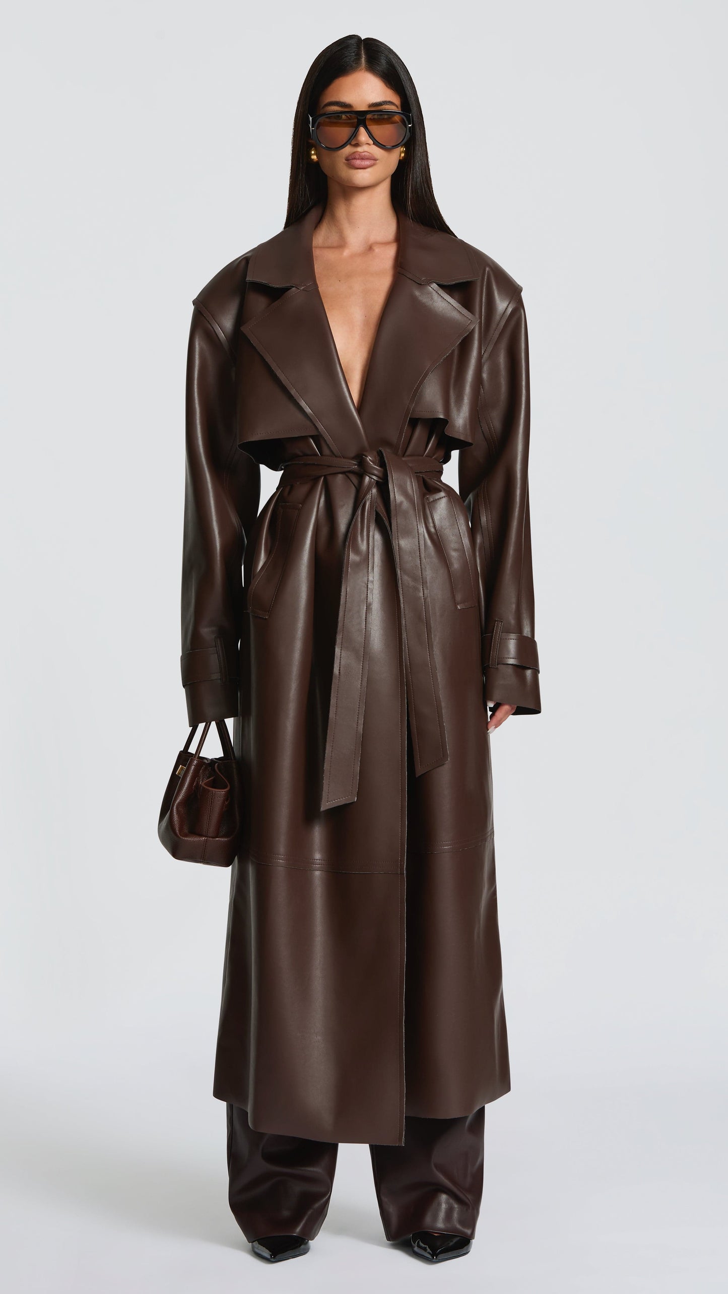 MAISON AVELORE BRIDGET — Trench en Simili Cuir (Prune)
