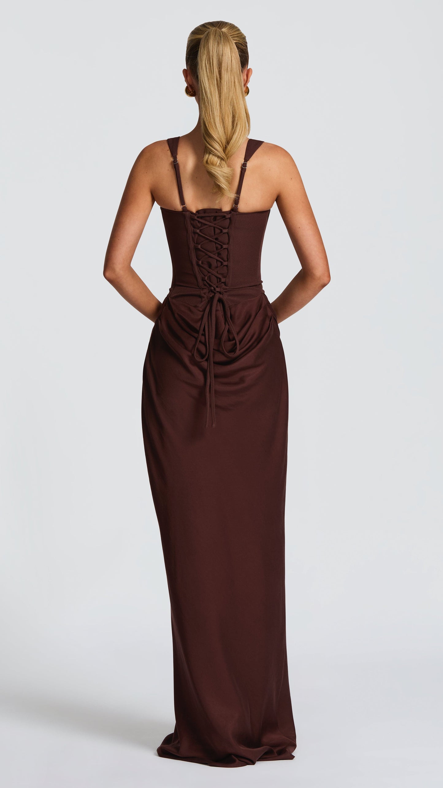 MAISON AVELORE CORNELIA — Drapé Robe Longue Corset (Prune)