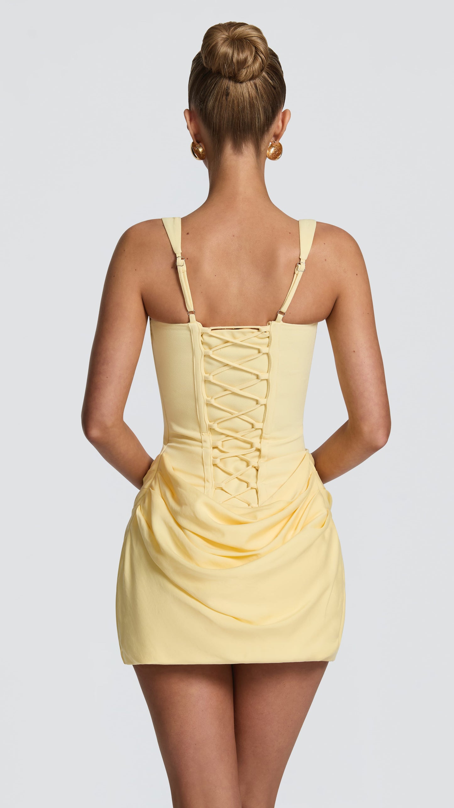 MAISON AVELORE SCULPT ICON — Beurre Jaune Mini Robe Corset