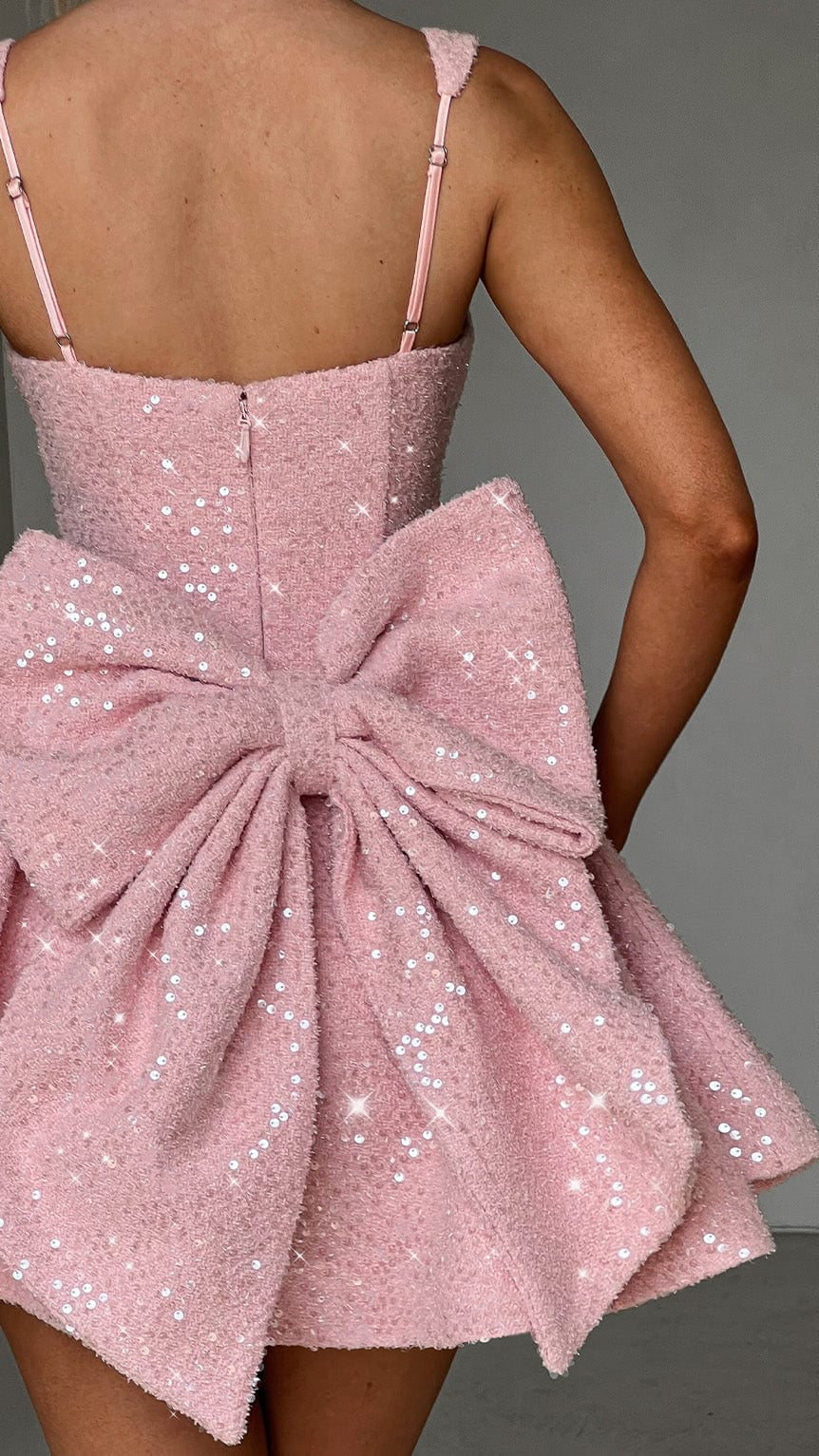 MAISON AVELORE DOROTHY ICON — Mini Robe en Tweed (Rose Poudré)