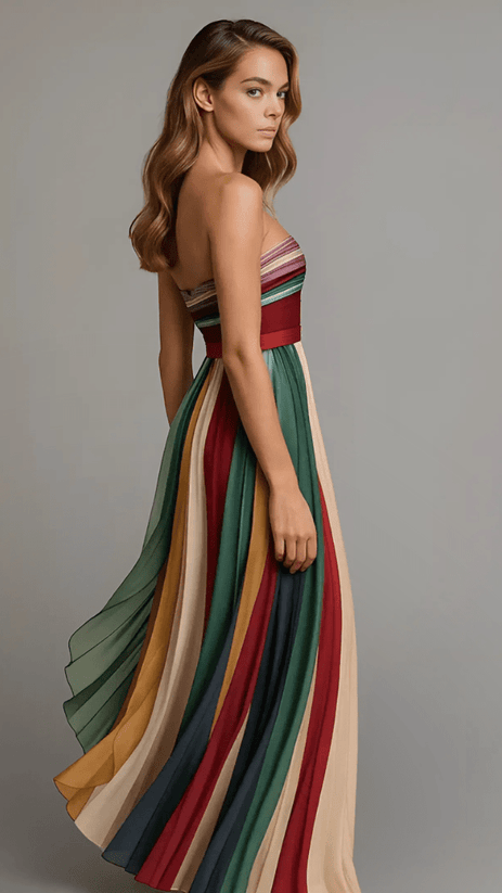 Robe Longue Colorée Sans Manches