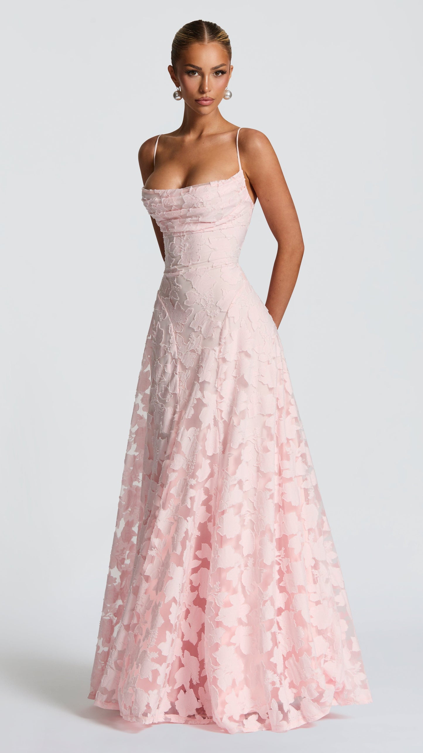 MAISON AVELORE FRANCIS ICON — Robe Longue Florale (Rose Poudré)