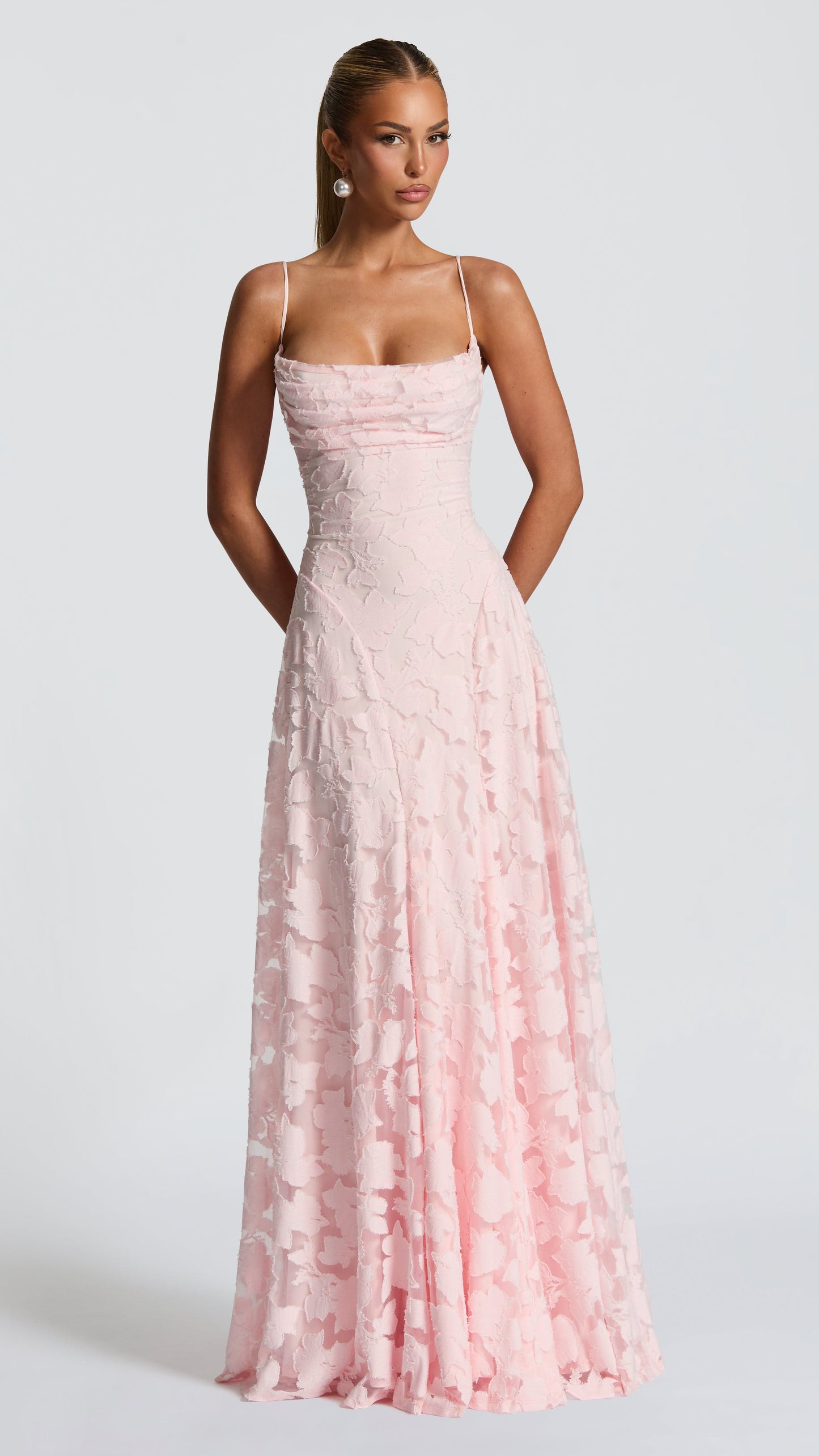 MAISON AVELORE FRANCIS ICON — Robe Longue Florale (Rose Poudré)