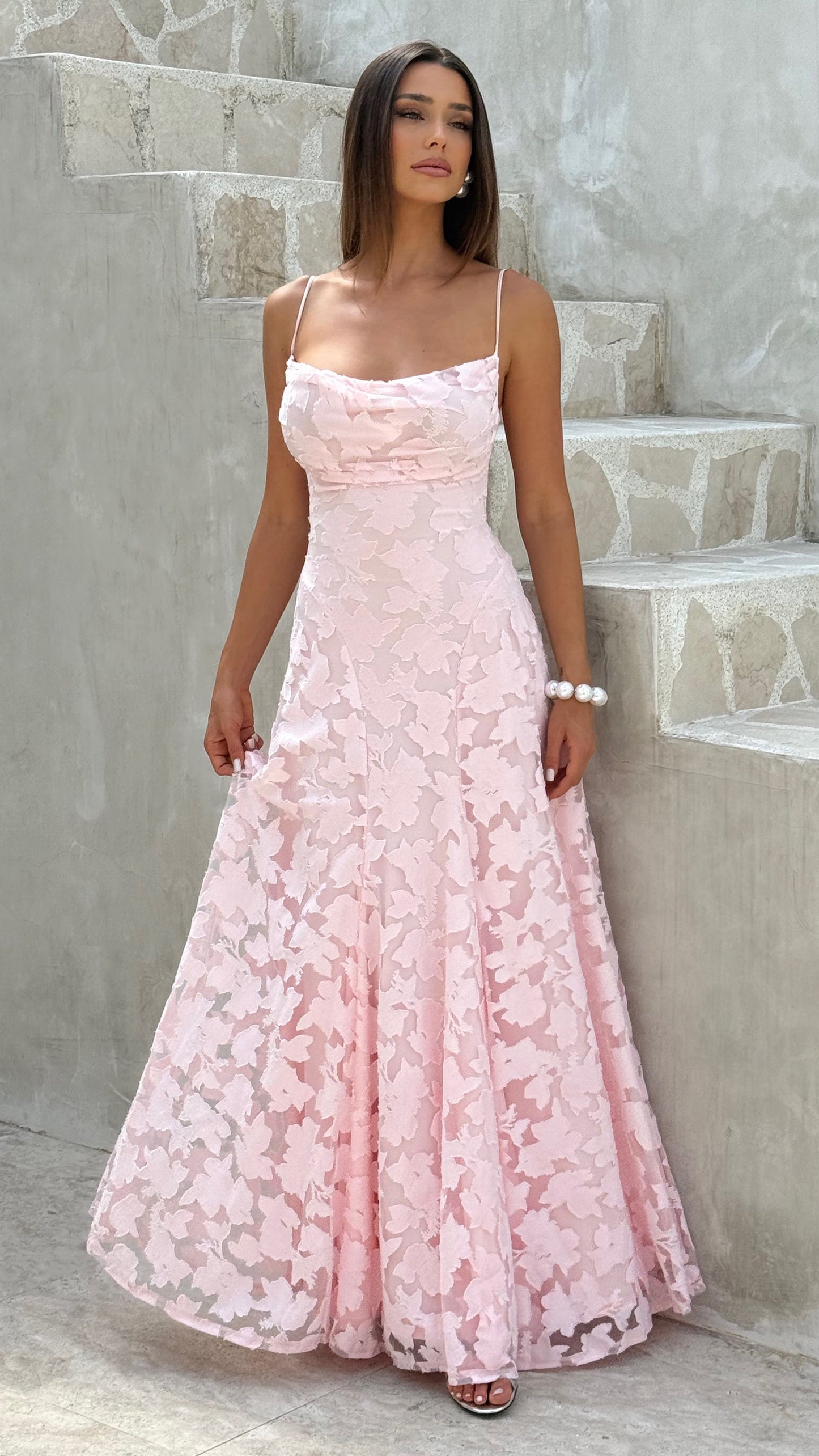 MAISON AVELORE FRANCIS ICON — Robe Longue Florale (Rose Poudré)