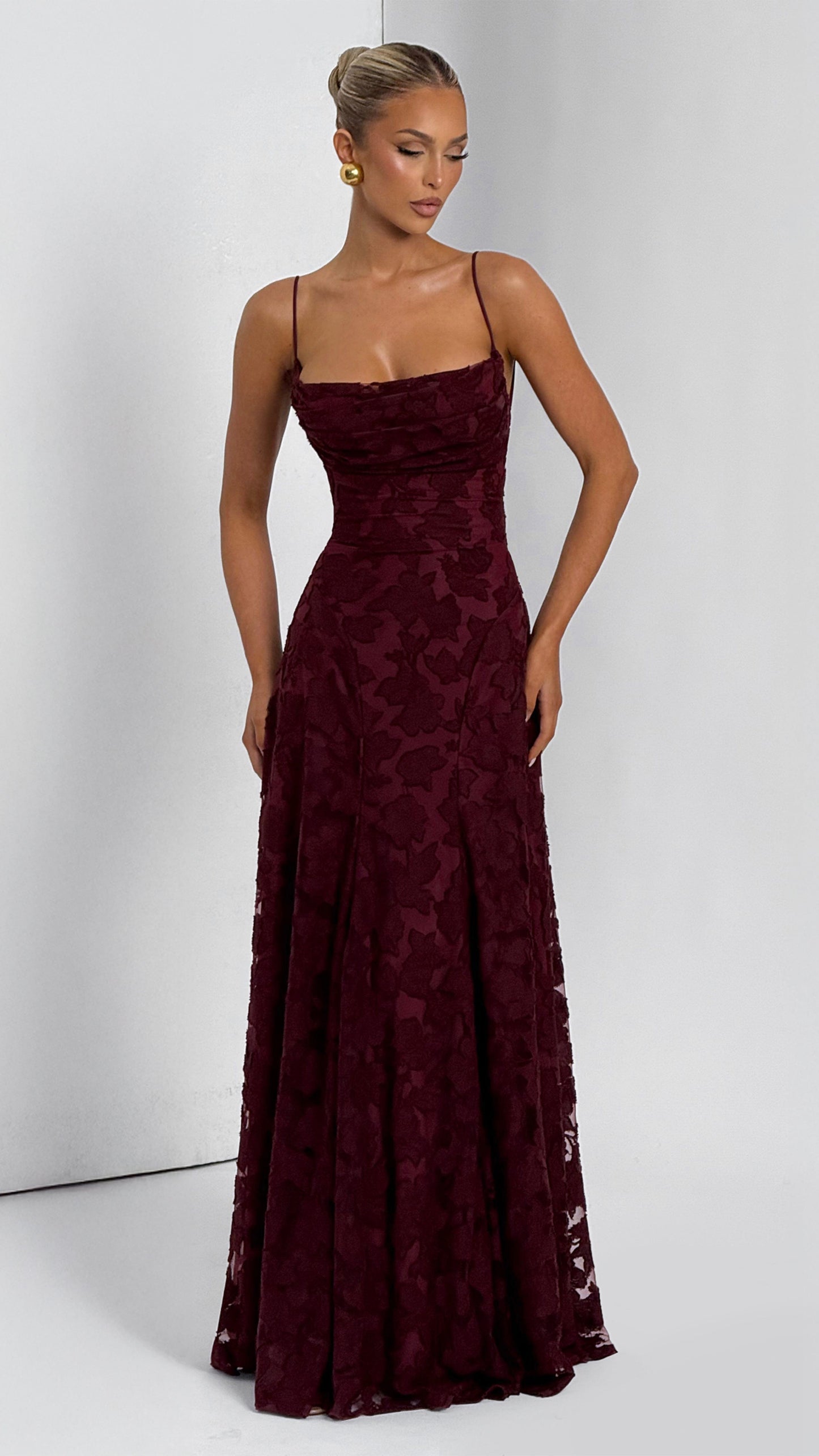 MAISON AVELORE FRANCIS ICON — Bordeaux Robe Longue Florale