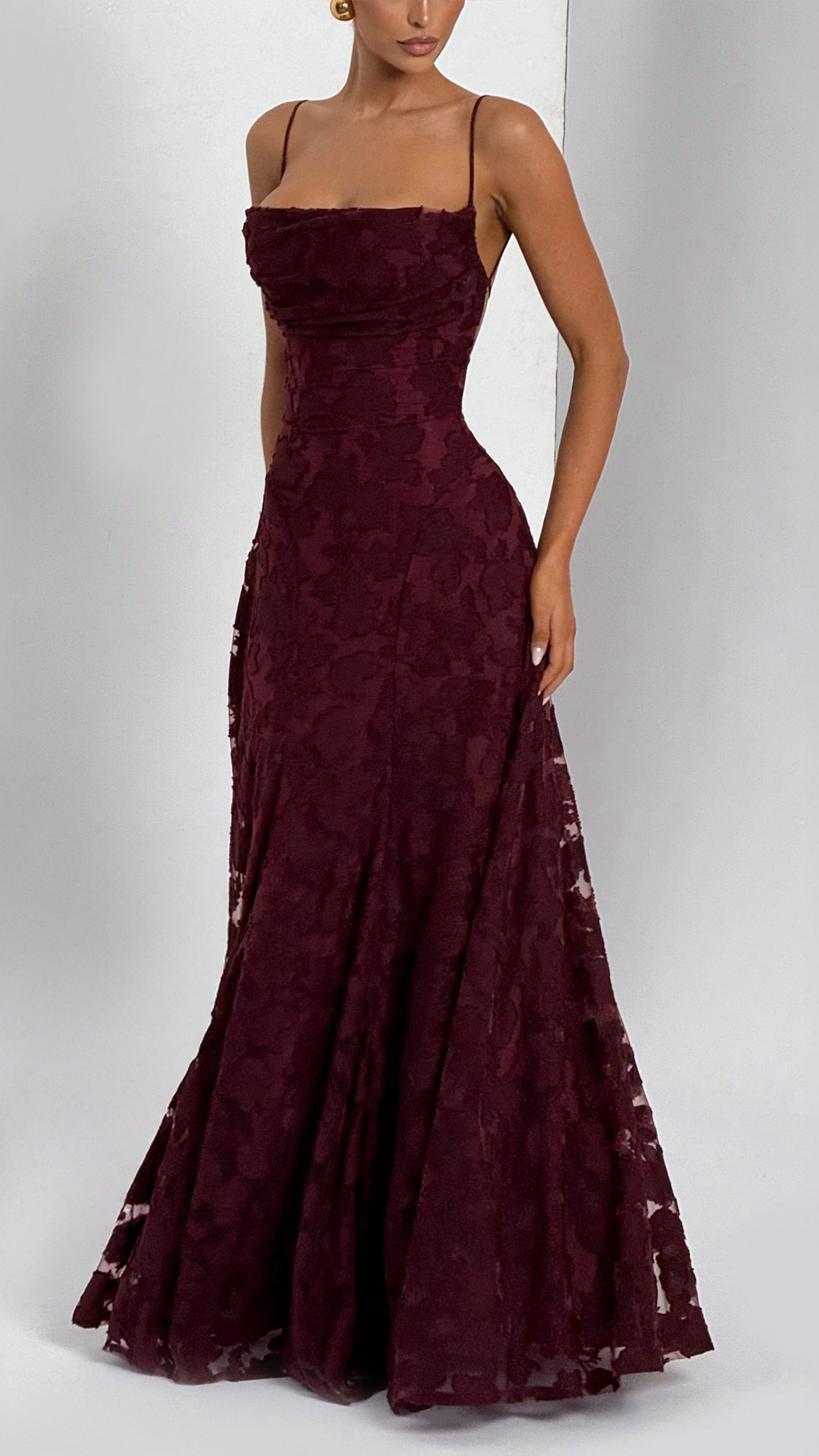 MAISON AVELORE FRANCIS ICON — Bordeaux Robe Longue Florale