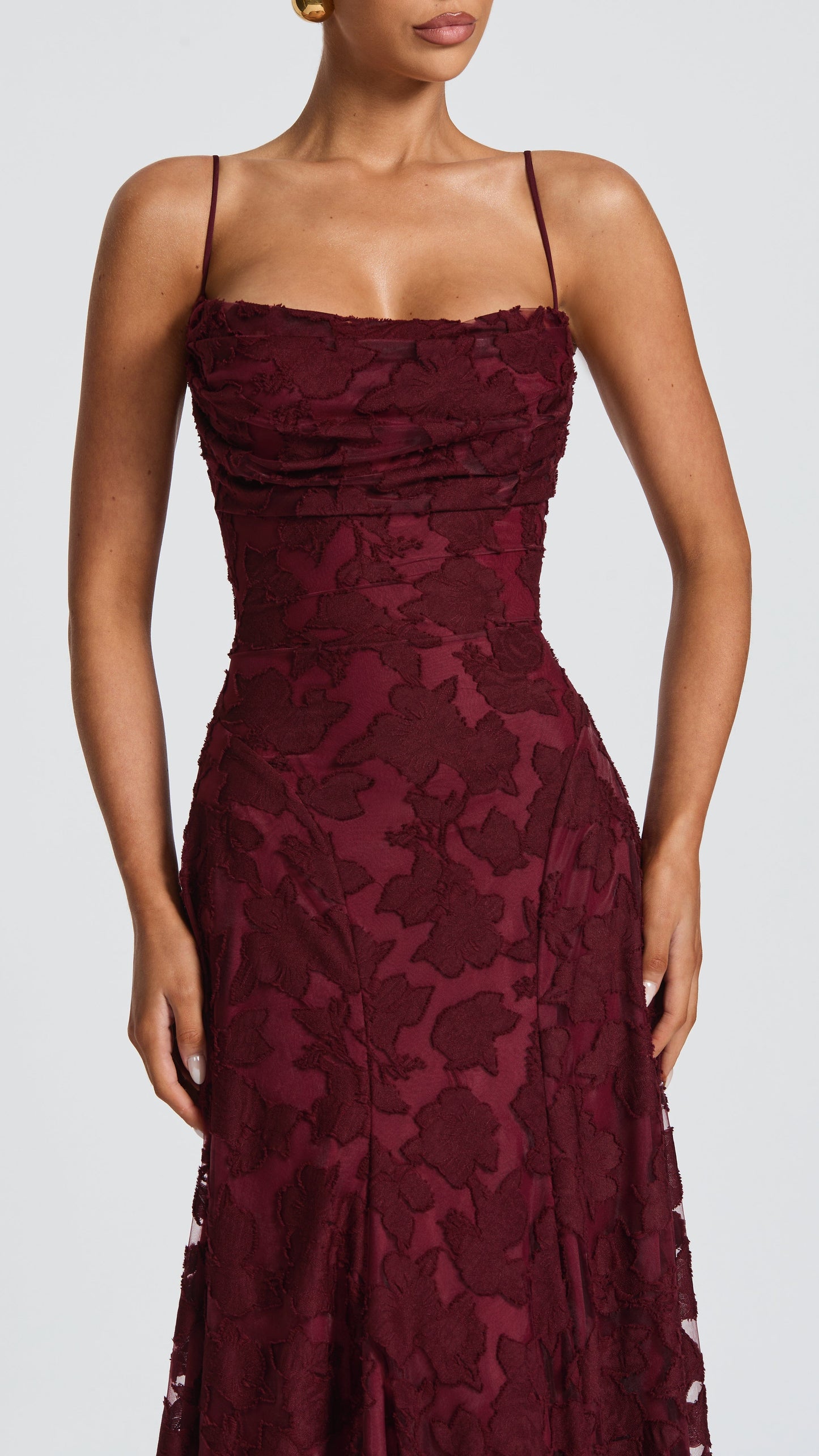 MAISON AVELORE FRANCIS ICON — Bordeaux Robe Longue Florale