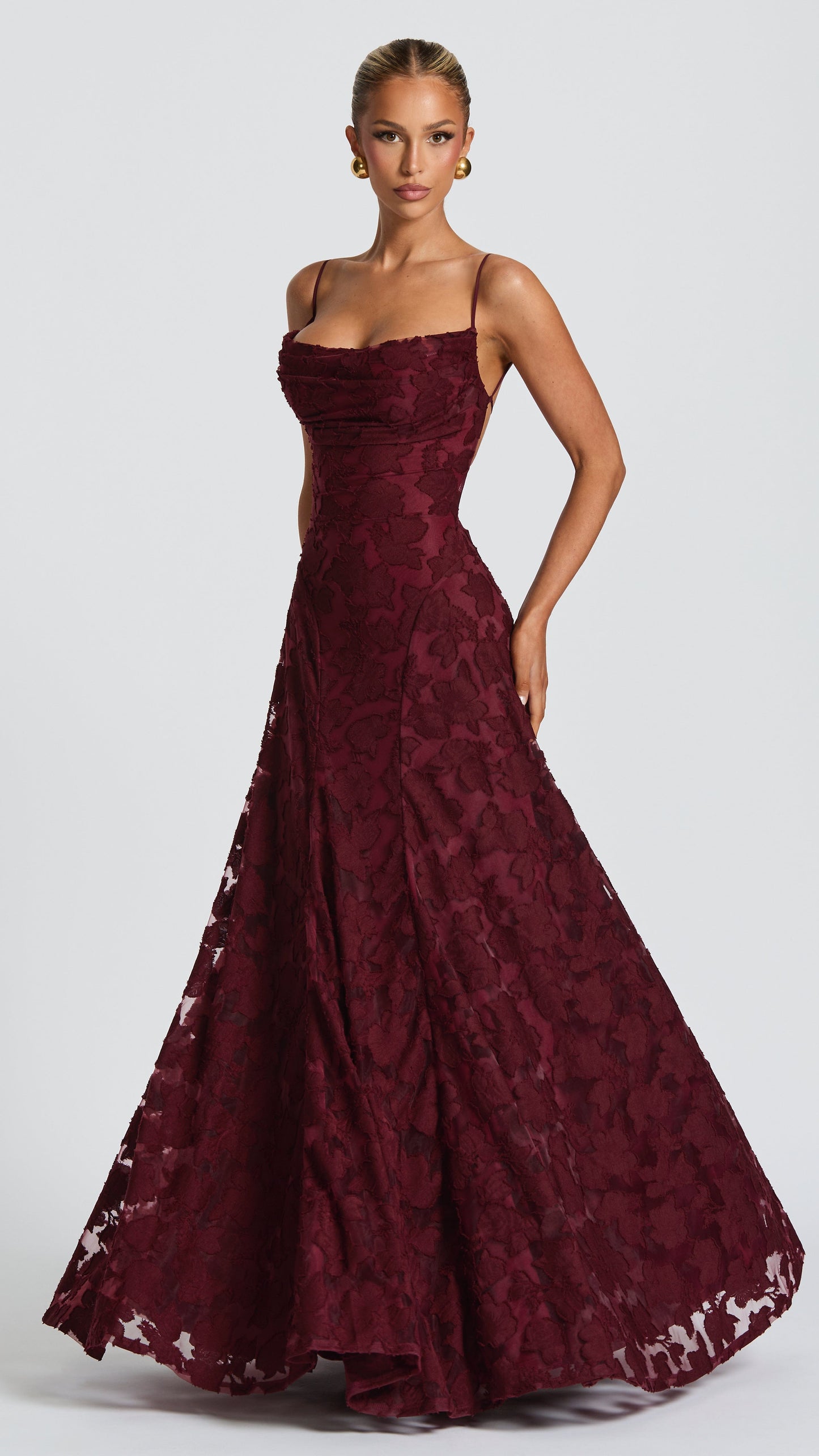MAISON AVELORE FRANCIS ICON — Bordeaux Robe Longue Florale