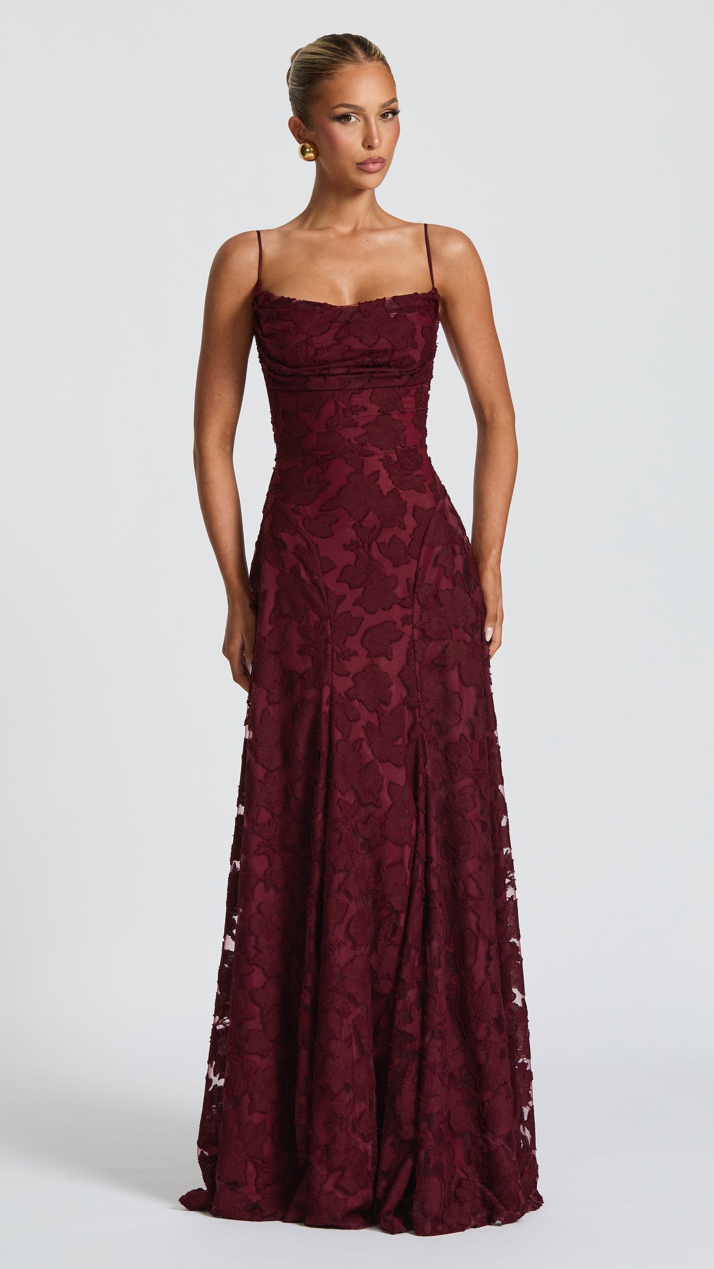 MAISON AVELORE FRANCIS ICON — Bordeaux Robe Longue Florale