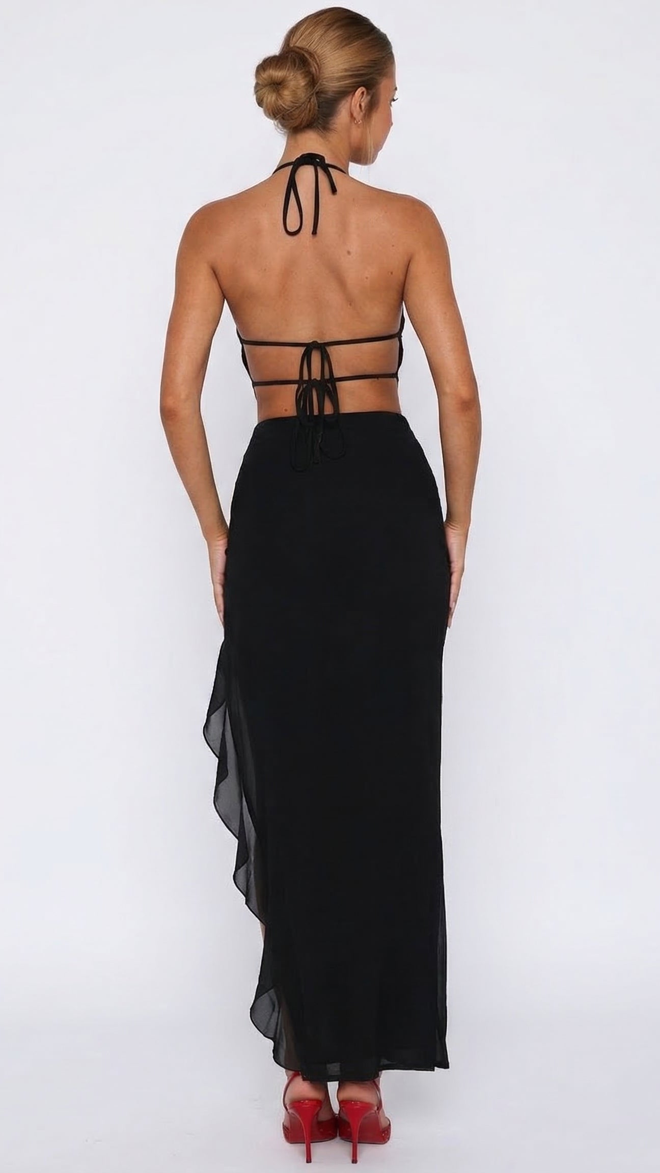 MAISON AVELORE CHERRY CRUSH ICON — Robe Longue Dos Ouvert