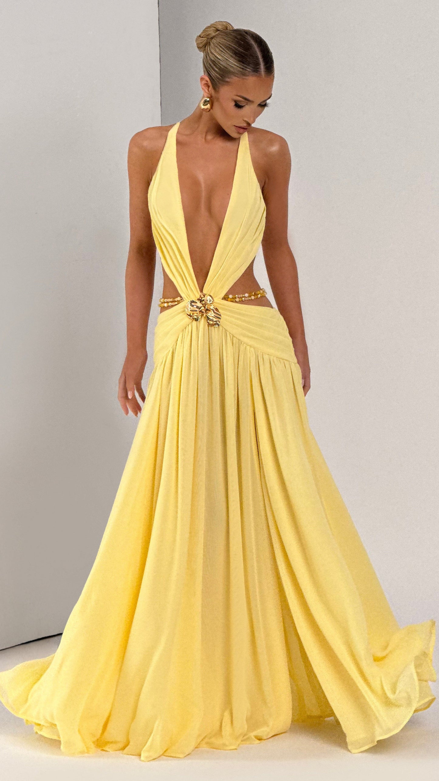 MAISON AVELORE LEMON ICON — Citron Robe Longue Licou