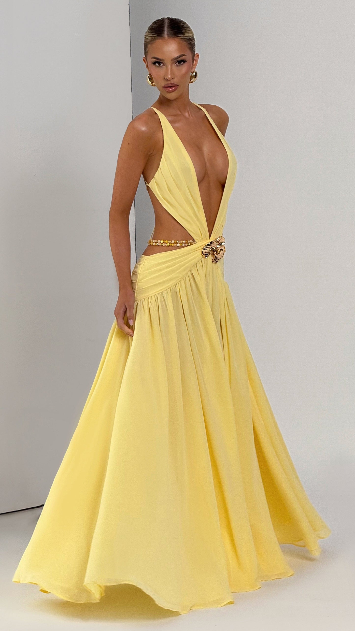 MAISON AVELORE LEMON ICON — Citron Robe Longue Licou